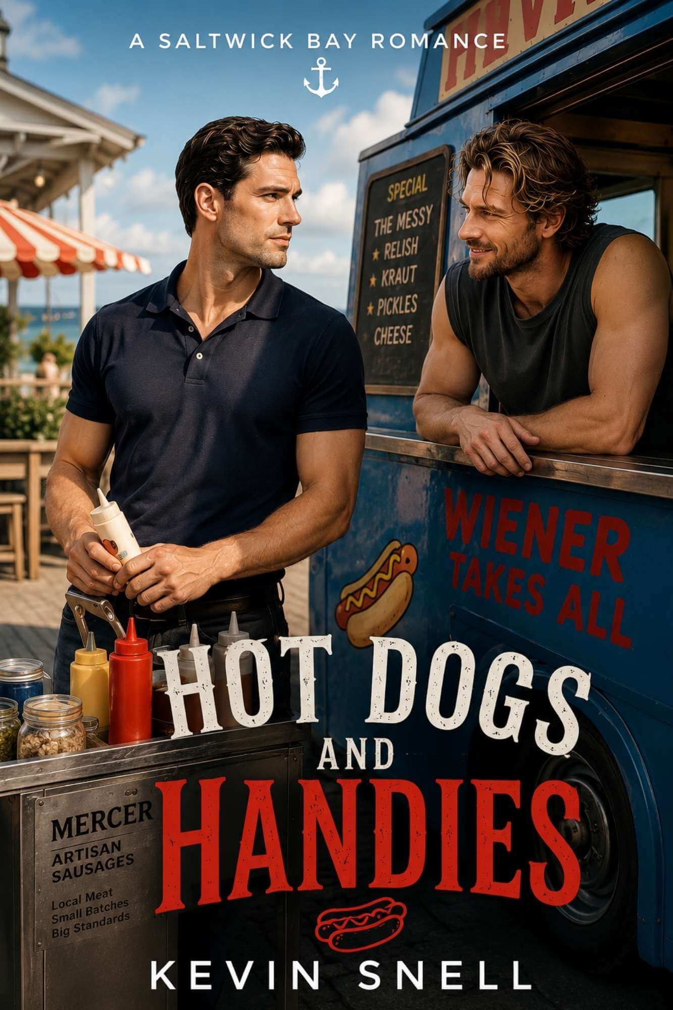 Hot Dogs and Handies by Kevin Snell—enemies-to-lovers M/M romance book cover