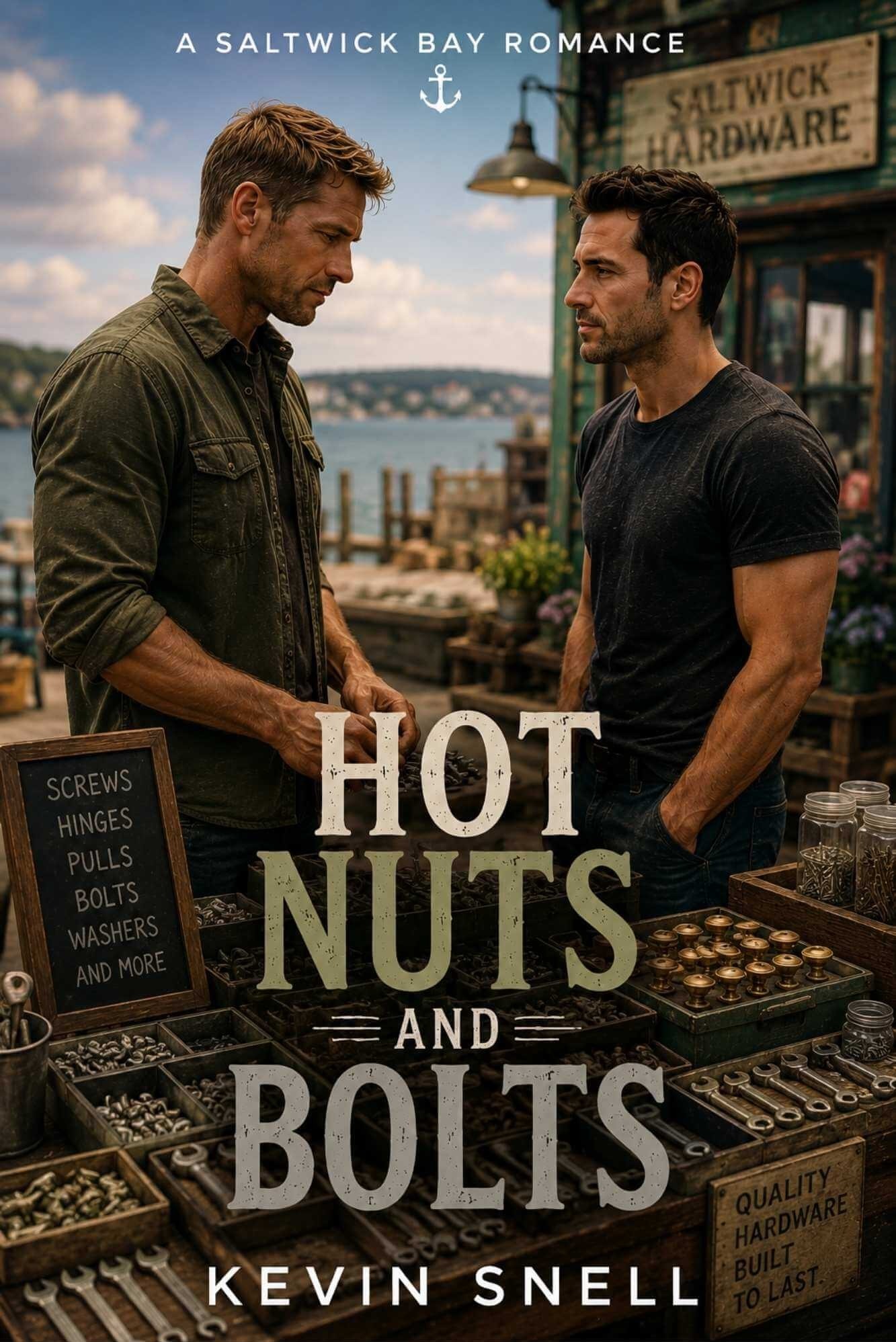 Hot Nuts and Bolts by Kevin Snell—enemies-to-lovers M/M romance book cover