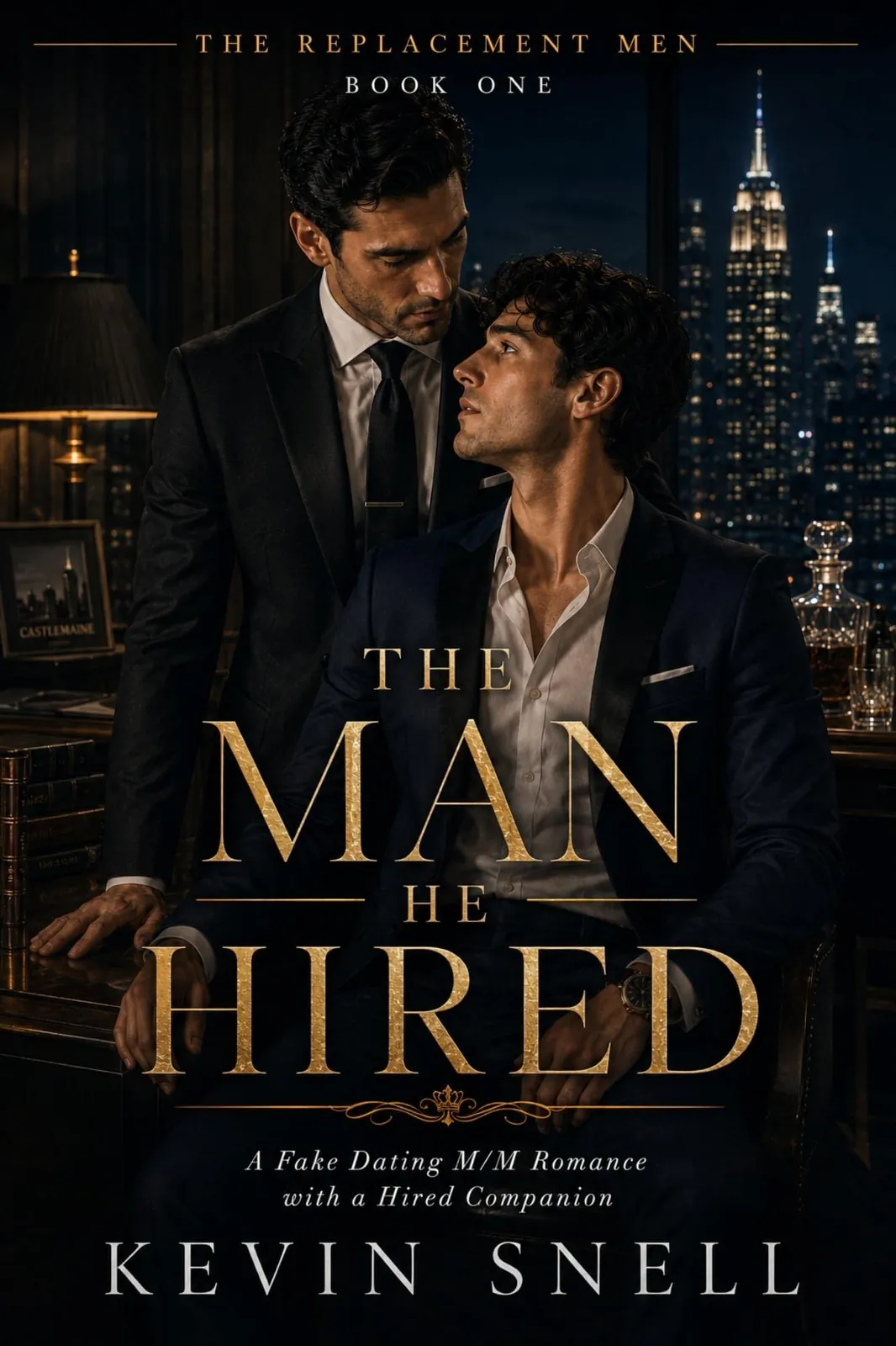 The Man He Hired by Kevin Snell—M/M Romance book cover