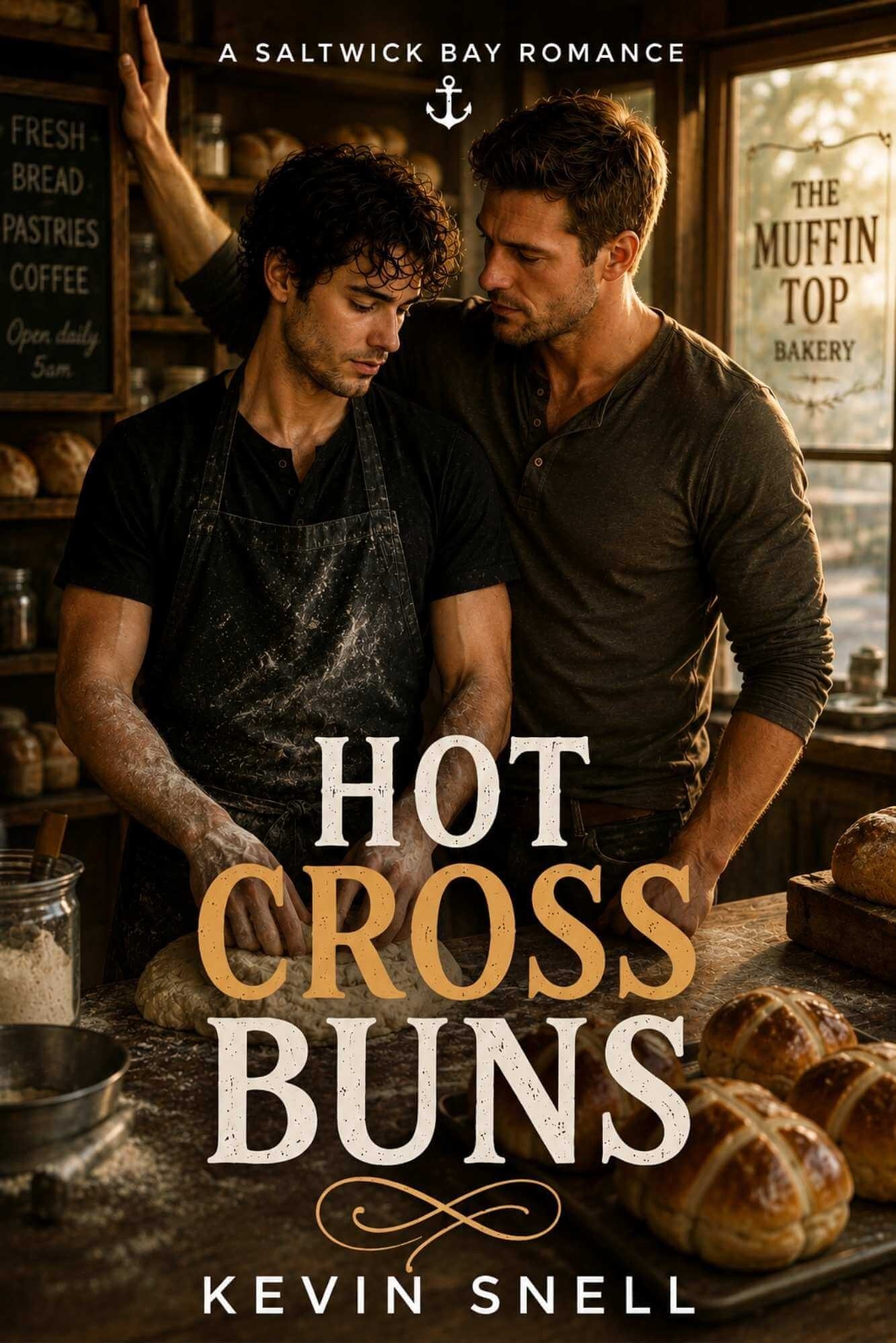 Hot Cross Buns by Kevin Snell—enemies-to-lovers M/M romance book cover
